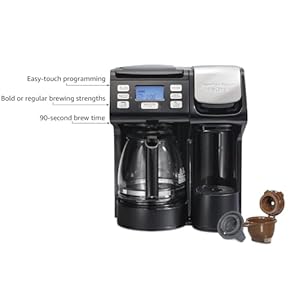 Hamilton Beach FlexBrew Trio 2 Way Coffee Maker Compatible with K Cup Pods or Grounds Combo Single Serve Full 12c Pot Black Fast Brewing 49902
