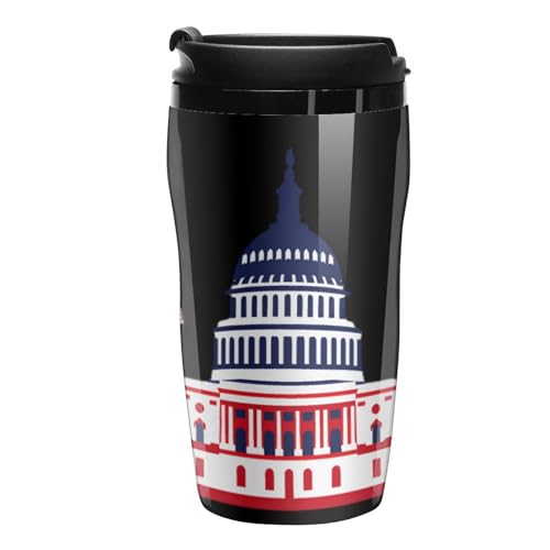 Washington, D.C USA Flag Travel Coffee Mug Reusable Coffee Cup Coffee Tumbler with Lid for Outdoor 250ml