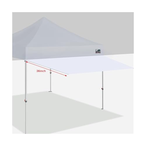 Eurmax USA 10ft Pop Up Canopy Awning,120"x36"Extended Sunshade Tarp with 30 SqFt Extra Shade,Commercial Grade Removable Replacement Tent Awning ONLY Fits 10x10 Canopy Tent with Square Leg,White
