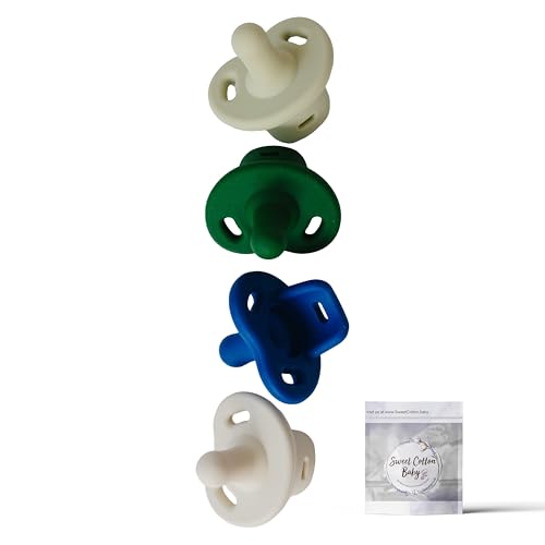 Image of Sweet Cotton Baby Soft Silicone Pacifiers (4 Pack) – One Piece Design - Comfy BPA Free Soothie Silicone Pacifier for Newborns & Toddlers, Pacifiers 0-36 Months