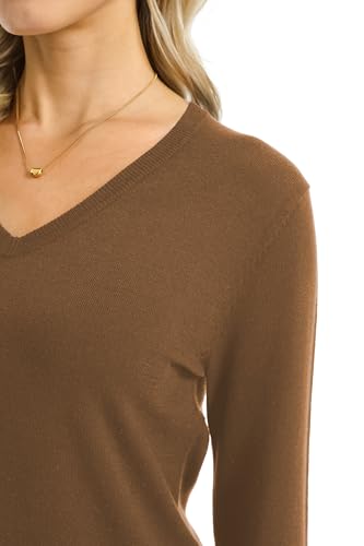 Image of QUALFORT Women's Sweaters Long Sleeve Soft Lightweight Basic Knitted Pullover Sweater