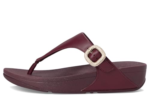 Image of FitFlop Women's Lulu Crystal-Buckle Leather Toe-Post Sandal