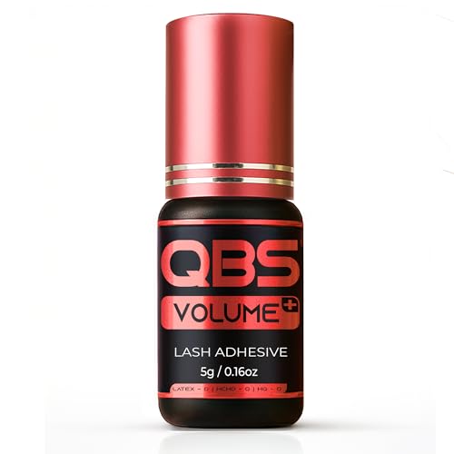 QBS® Volume PLUS Glue for Russian Volume Eyelash Extensions | Fast Drying 1.5s Strong Adhesive | Long Lasting 7 Week Bond | Professional Semi Permanent Waterproof Eye Lash Glue (5g)