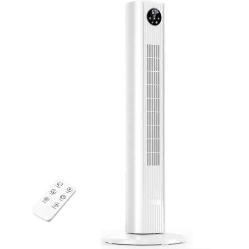 Image of Antarctic Star 36 inch Tower Fan for Bedroom, 85 Oscillating Standing Floor Fan, 3 Speeds 2 Modes, 23 ft /s High Velocity, 12H Timer with Remote, Portable Cooling Fan Living Room Office, White