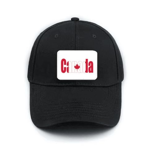 Casquette de baseball noire drapeau Canada art déco ajustable en coton