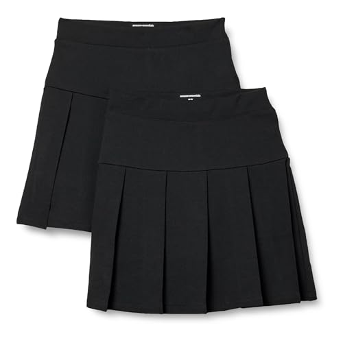 Amazon Essentials Girls' Uniform Pleated Skort Skirt, Pack of 2, Black, Large