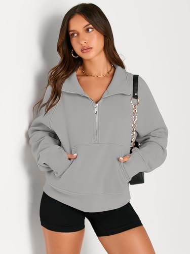 Image of AUTOMET Womens Sweatshirts Half Zip Cropped Pullover Fleece Quarter Zipper Hoodies 2026 Fall Fashion Outfits Clothes