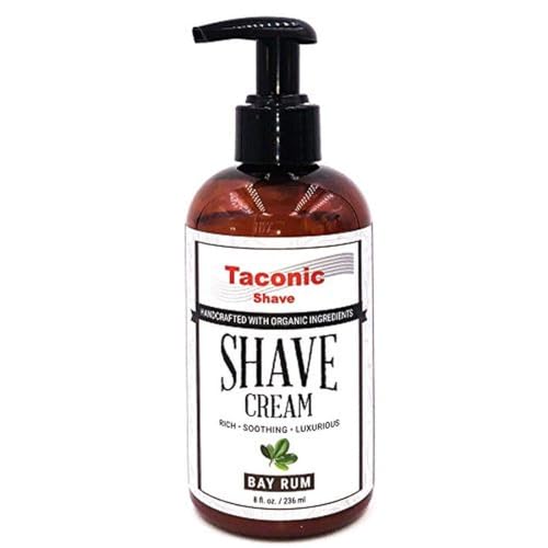 Taconic Shave, Natural Shaving Cream – Bay Rum – Ultra-Rich High Lather Formula – Natural Shave Cream for Men in 8 oz. Pump Bottle – Scented Shaving Cream