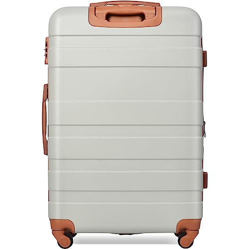 Luggage Sets New Model Expandable ABS Hardshell 3pcs Clearance Luggage Hardside Lightweight Durable Suitcase sets Spinner Wheels Suitcase with TSA Lock 20''24''28''(Light Grey and Brown)3