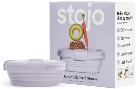 STOJO Collapsible Sandwich Box – 24oz, Reusable Food Storage Container, Silicone Bowl for Hot/Cold Food – Meal Prep, Lunch, Camping, Hiking – Dishwasher Safe (Set of 1, Lilac)