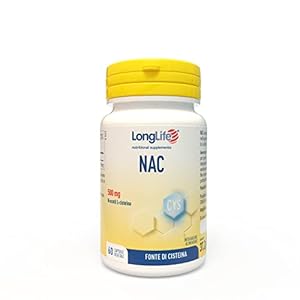 LongLife NAC | Fonte dell’aminoacido solforato L-cisteina e precursore del glutatione | Vie Respiratorie | 60 capsule di origine vegetale.