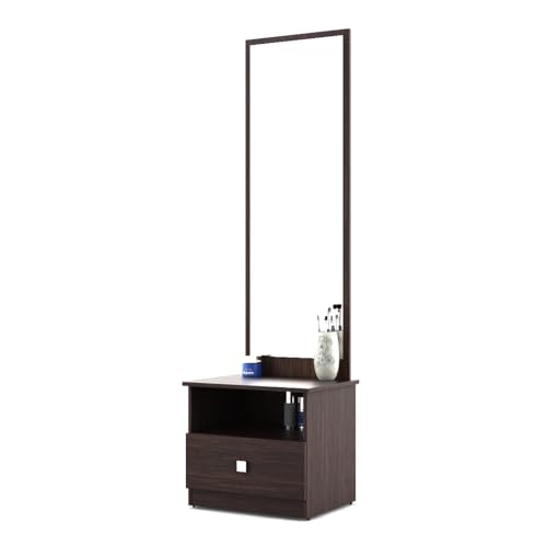 Image of Omega Dressing Table with Storage | Engineered Wood | Choco Walnut Finish | 1 Drawer, 1 Shelf | Matte Finish | 36-Month Warranty | Knock Down