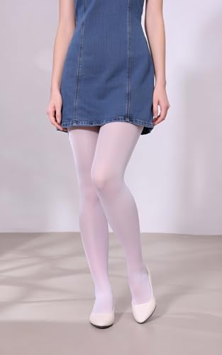 BANANALU Feinstrumpfhose Mädchen & Kinder 40 DEN, Seidenstrumpfhose Kinder, Nylon Strumpfhose, hautfarbene & weiße Kinderstrumpfhose Mädchen, Ballett- & Tanzstrumpfhose Bianco 152-158