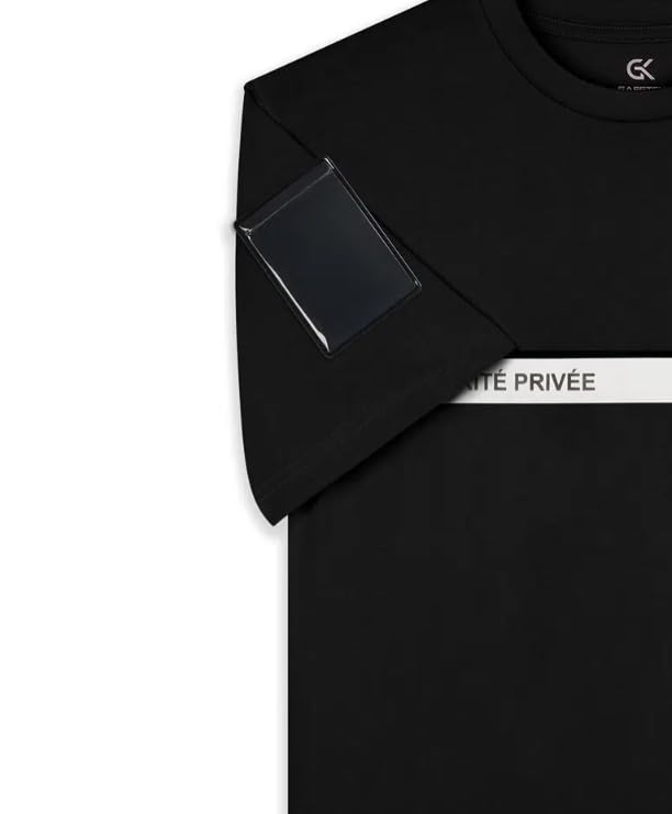 Tee Shirt 210g Inscriptions et Bande Sécurité Privée Noir - Safetek by GK