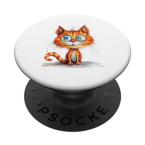 funny animal amazing cat PopSockets Swappable PopGrip, Black