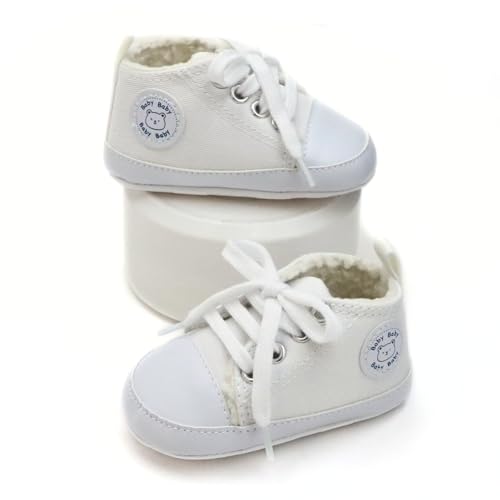 Baby Learning Shoes, Bear Style Canvas Shoes with Polar Fleece Lining, Warm & Non-Slip, Autumn and Winter4