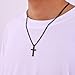 Fiusem Black Cross Necklace for Men, Stainless Steel Mens Cross Necklaces with 3.5mm Figaro Chain, Small Pendant Chain 18 Inch