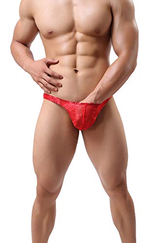 Eywlwaar Mens Lace Thong Underwear Low Waist Panties Mesh G-String Briefs #TOP3