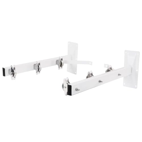 Amig - Tendedero Fijo de Pared - Tenderete de Dos Brazos - 6 Poleas de Acero Inoxidable - Soporta Gran Capacidad de Ropa Mojada - Uso Exterior - Fácil Instalación - Compacto y Duradero - 46x8x18cm