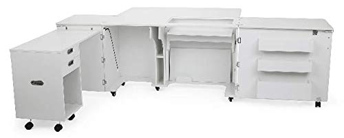 Arrow K8611 Aussie Kangaroo Sewing, Cutting, Quilting, Crafting Cabinet with Storage, Portable with Wheels and Airlift, Large, White Ash Finish