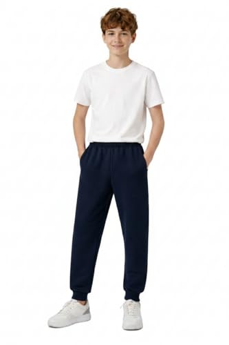 Image of L S U Girls Boys Kids Adult Jogging Bottoms School/Sports/Casuall PE Fleece Tracksuit Trousers (11-12 Years, Navy)