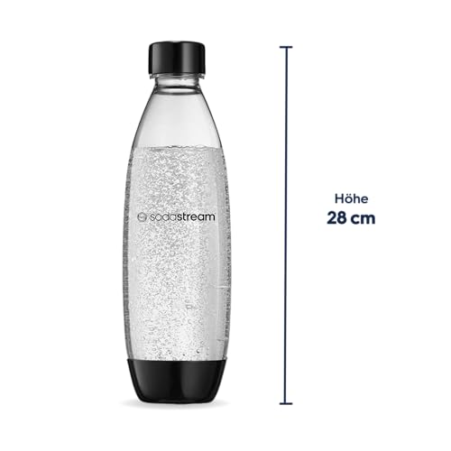 SodaStream 0,8L FUSE Kunststoffflasche - kompatibel mit DUO, E-DUO, TERRA, ART, ENSO, GAIA Wassersprudler, spülmaschinengeeignete Wasserflasche, 2er-Pack Sprudelflasche, BPA-frei, schwarz
