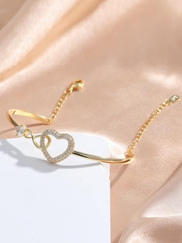 Image of To My Daughter Forever Connected Bracelet, Infinity Forever Love Heart Bracelets You Are Always In Mine From Mom Cubic Zirconia Adjustable Inspirational Gift Jewelry