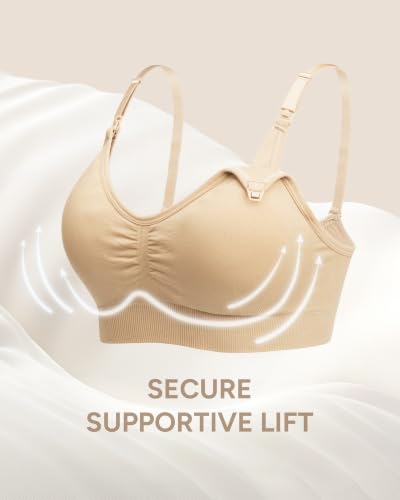 Image of Stelle Nursing Bras Maternity Bralette Seamless for Breastfeeding | Removable pads, Soft stretch fabric, One-hand clips, Pregnancy, Postpartum, Everyday comfort