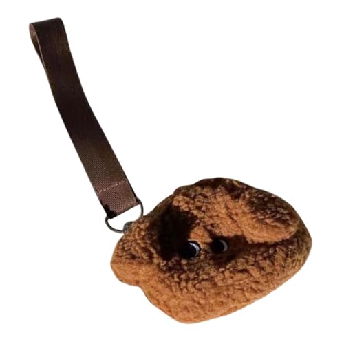SEWACC Porta Bolsas para Excrementos de Perro de Peluche Marrón, Compacto 11x10 Cm, Dispensador Portátil para Transportar Desechos de Mascotas Diseño Adorable, Accesorio Práctico