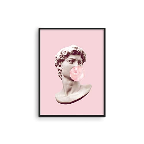Gum Poster David Bubble Pop Art - By Haus and Hues | Pop Art Wall Decor Pink Pictures Wall Decor Pink Posters for Room Aesthetic Unframed Blush Pink Room Decor for Bedroom 12â€ x 16â€ (Pink David)