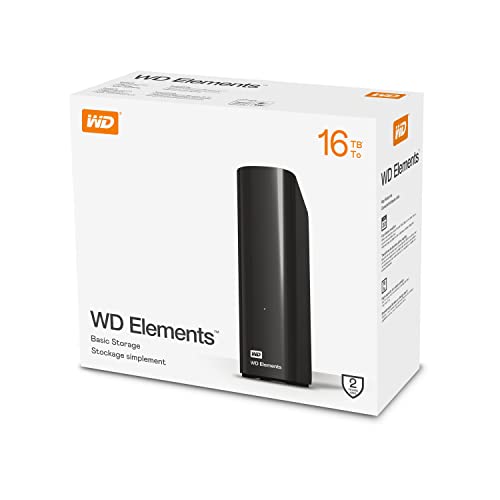 WD 16 TB Elements Desktop External Hard Drive - USB 3.0, Black