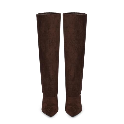 Image of VIUGJNEX Fold Over Boots for Women Fall Tall Knee High Boots