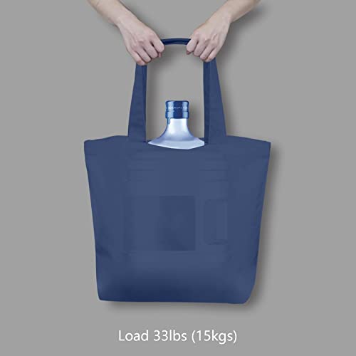 TOPDesign 1-Pack Super Strong Large 12oz Cotton Canvas Tote Bag, Reusable Grocery Shopping Cloth Bag, Fashionable Two-Tone Tote for Crafts, DIY Your Creative Designs