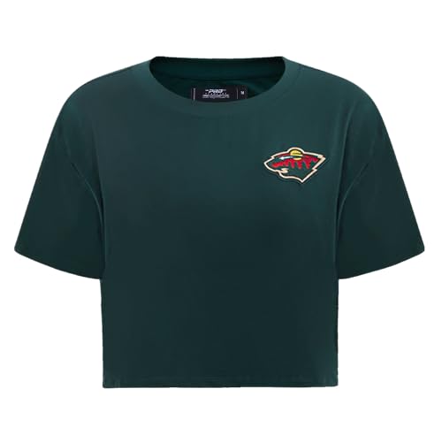 Pro Standard Womens NHL Minnesota Wild Classic Chenille Short Sleeve Boxy Tee Forest Green XL