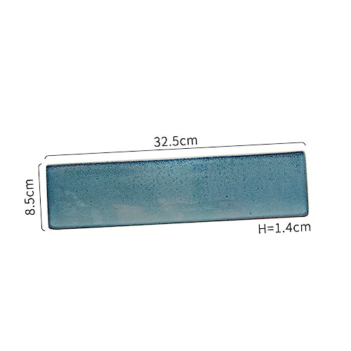 Plato rectangular de cerámica azul Zerodeko para sushi miniatura 2