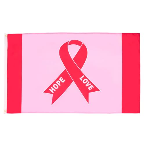 AZ FLAG - Bandera Lazo Contra El Cancer De Seno - 90x60 cm - Bandera Lazo Rosado 100% Poliéster Con Ojales de Metal integrados - 50g - Colores Vivos Y Resistente A La Decoloración