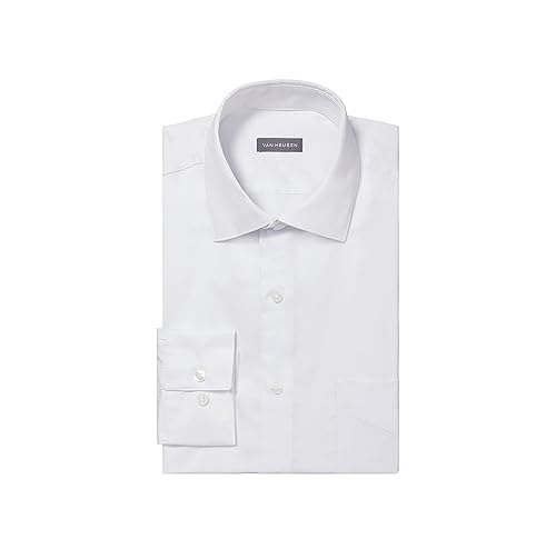 Van Heusen Men's Dress Shirts Regular Fit Lux Sateen Stretch Solid Dress Shirt