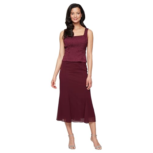 Image of Alex Evenings Women's Tea Length Jacket Dress, Perfect for Weddings, Formal Events (Petite and Regular Sizes)