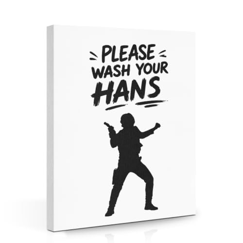 TBT Funny Bathroom Wall Art, S Wars Gifts Black and White Canvas Wall Decor