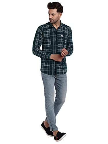 Image of Majestic Man Slim Fit Cotton Casual Check Shirt for Men