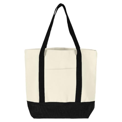 Sac fourre-tout en toile avec fermeture éclair et poche extérieure grise