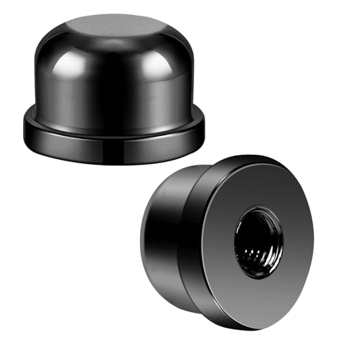 Dirvcp 2Pcs Retro Lampshade Decorative Lampshade Nuts with Double Threaded Screws, Suitable for 3/8 Inches and 1/4-27 Inches (Black)