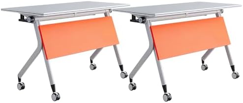 Folding Conference Table with Chairs and Baffles on Wheels, for Office and Meeting Rooms, Quick Setup for 8 People, 55.1in