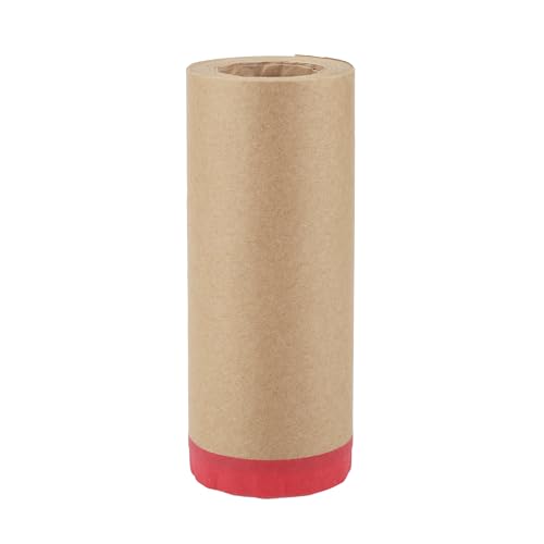 Image of Pre-Taped Masking Paper Automotive Paint Masking Paper Kraft Paper Natural Fiber Material 1 Pc 1500x30cm / 49.21ftx11.81 inch Brown Red