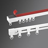 B3B4 粘着式カーテンレール｜工具不要・取付簡単・天井付け/横付け対応・切断可・直角コーナー用パーツ選択可｜浴室・出窓・小窓・バルコニー・二段ベッド・クローゼット間仕切り対応・賃貸OK｜直線-天井付け-1.8m(0.3m*6本)