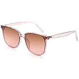 livho Trendy Sunglasses for Women Men, Retro Square Sun Glasses Oversized Shades UV 400 Protection (Tan Lens/Pink Frame)