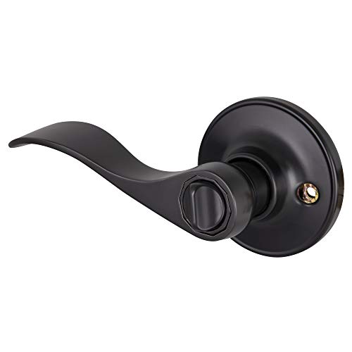 Image of Design House Springdale Privacy Door Lever, Matte Black | Surface, Transitional, Brass, Hardware, 778902