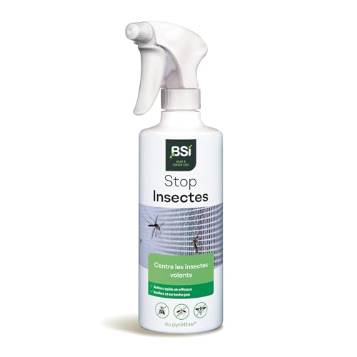 BSI - Stop Insectes - Au Pyrèthre - Pour Volants Et Rampants - 500ml - Efficace A l'Intérieur Ou Extérieur - Naturel - Effet Immédiat - Longue Durée