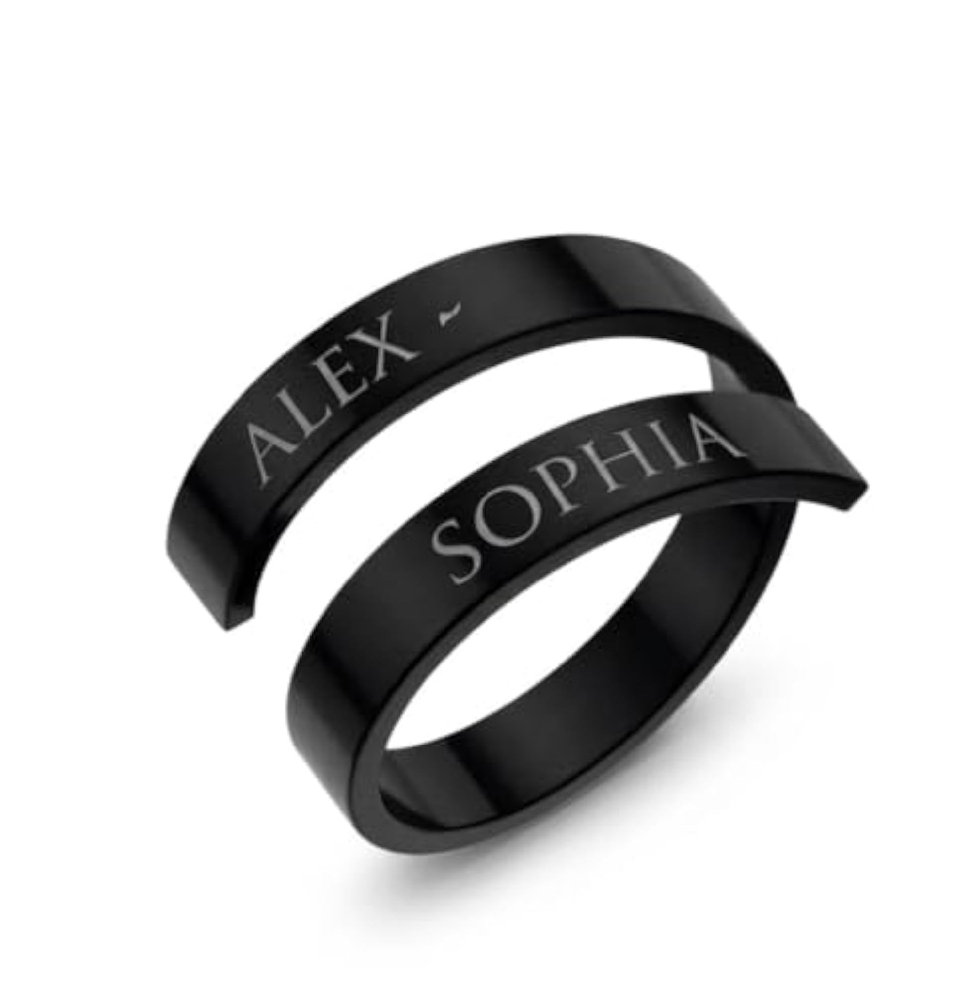 Unisex Black Double Wrap Spiral Stainless Steel Ring