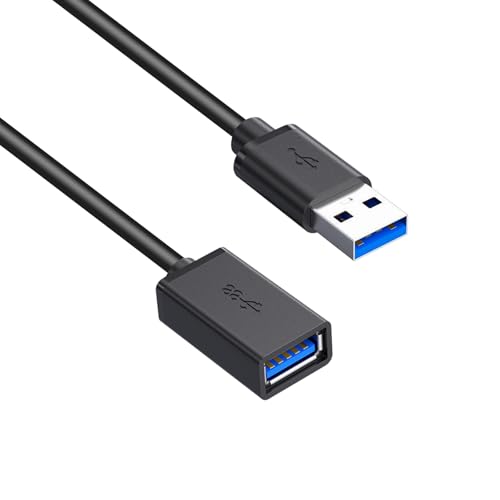 iYueMps Cable de extensión USB 3.0, 1,5 m USB macho a hembra, cable extensor compatible con impresora, escáner, cámara, disco USB, teclado, color negro
